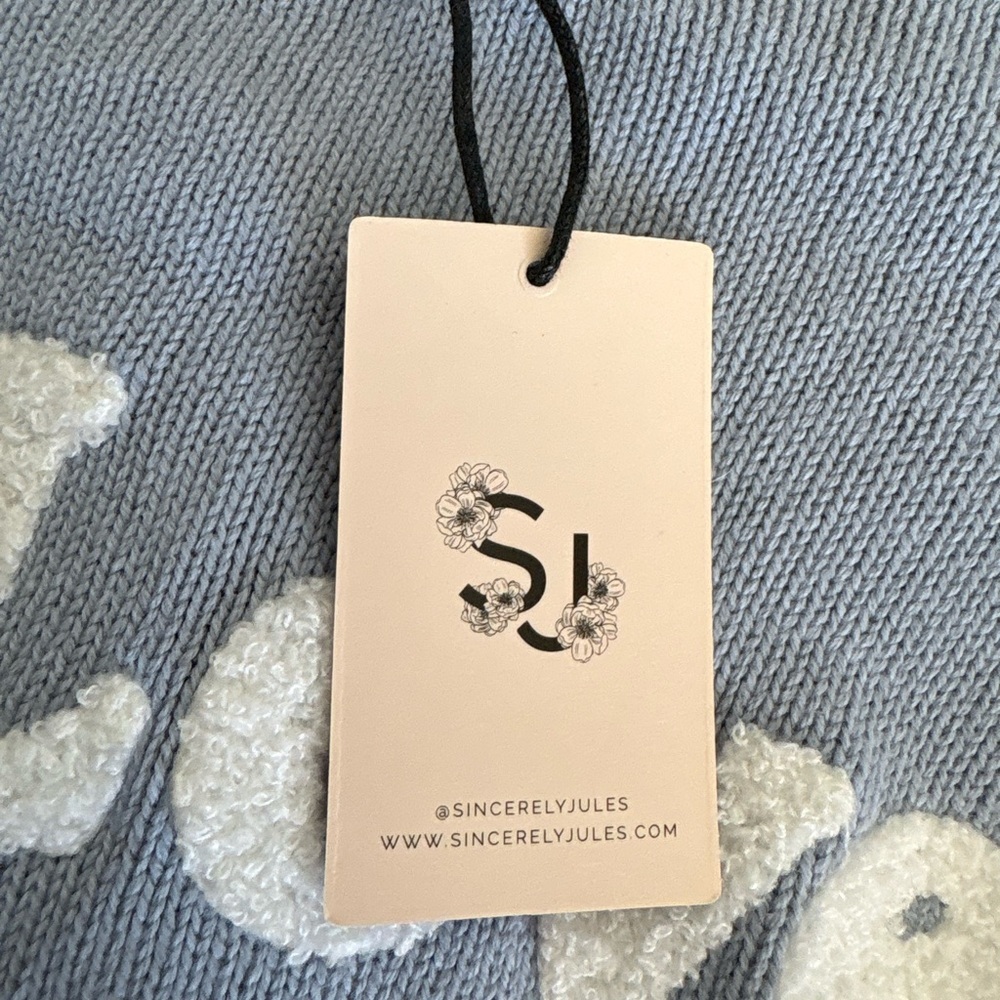 NWT Sincerely Jules Self Love Blue Sweater - Picture 5 of 7